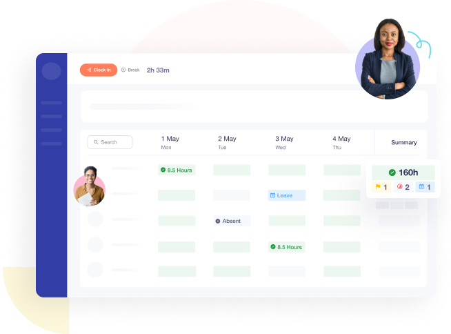 birdview time summary in employee attendance tracker